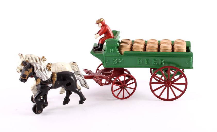 Antique Kenton Cast Iron Horse Drawn Beer Wagon Jul 08, 2017 North