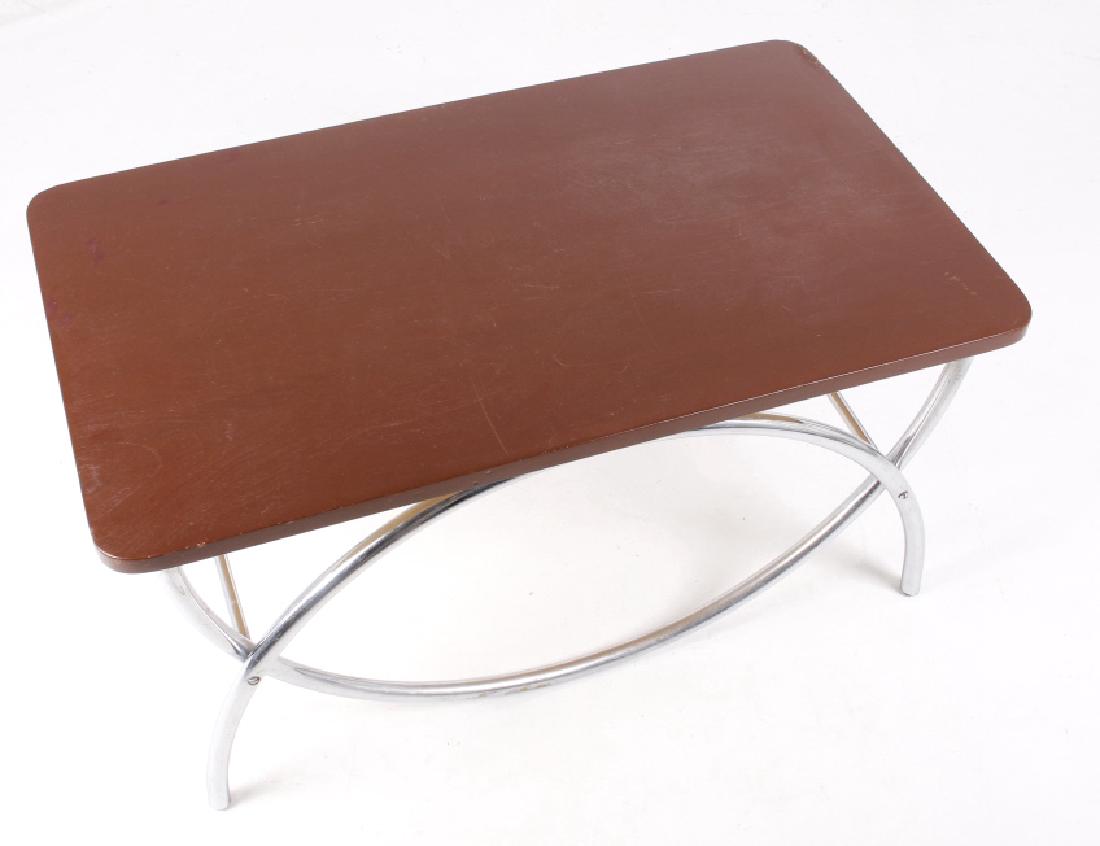 Howell & Wolfgang Hoffmann Art Deco Coffee Table: This lot provides you the chance to bid on a circa 1935 - Art Deco Coffee Table, designed by Wolfgang Hoffmann for the Howell Furniture Company of St. Charles Illinois. The table features burly, yet e