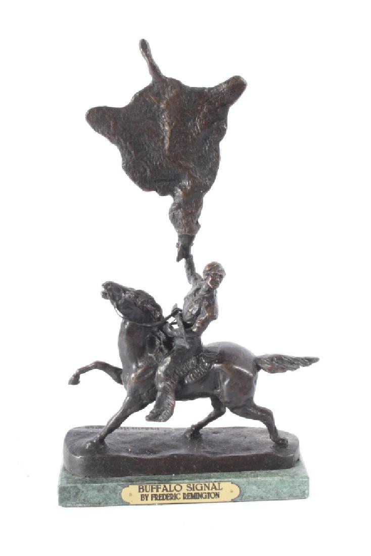 Frederic Remington Bronze Buffalo Signal Bronze: You are bidding on a Frederic Remington Bronze Buffalo Signal Bronze. The statue is titled "Buffalo Signal". Originally created in 1902 for a prominent French family, this is a smaller scale recast of