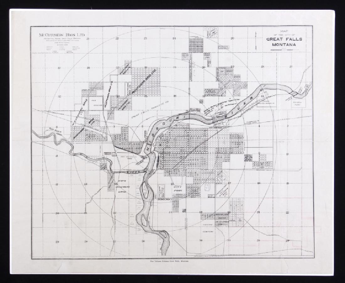 Map of the City of Great Falls Montana C. 1915