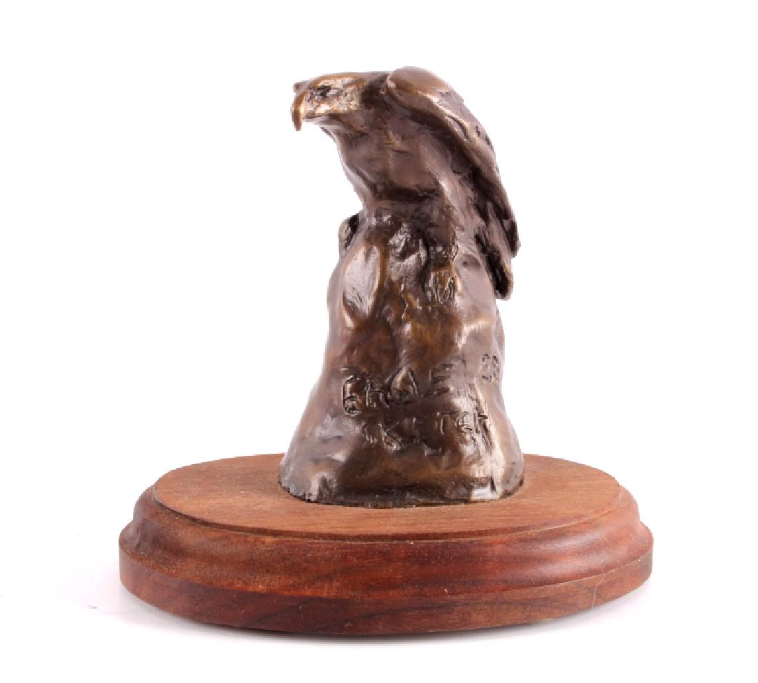 Eagle Sketch Bronze Sculpture by Bob Scriver: This is a rare original work of art bronze by the renowned Montana artist, Bob Scriver titled, "Eagle Sketch". The work of art features a great American Bald Eagle and is signed in the bronze limited
