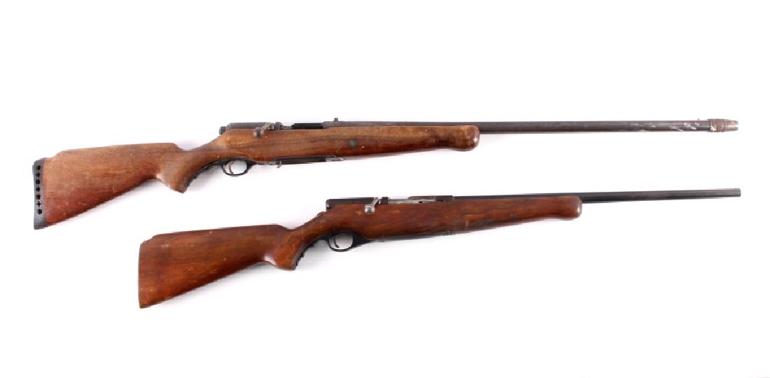 Mossberg 12ga. and .410 Bolt Action Shotguns: This is a pair of Mossberg bolt action shotguns. The first is a Model 183D-C chambered in .410 caliber. The shotgun has a blued steel barrel and receiver with a solid walnut hardwood stock. The top of