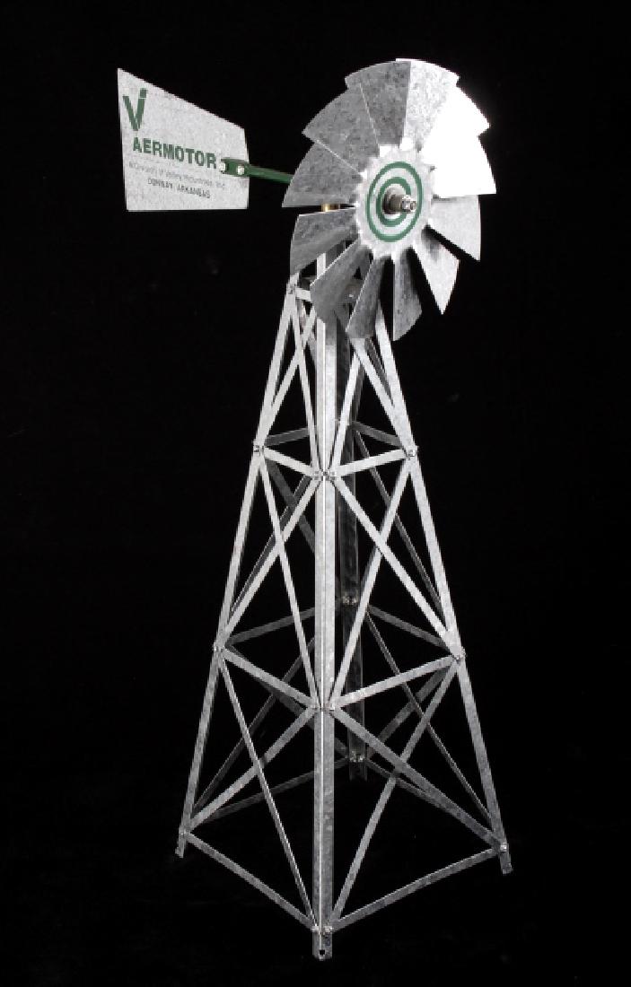 Aeromotor Windmill Corp. Salesman Sample Toy: This is an excellent early original Aeromotor Salesman Sample Advertising windmill. The piece shows a galvanized metal construction with cast iron and galvanized metal windmill fan and tail having gre