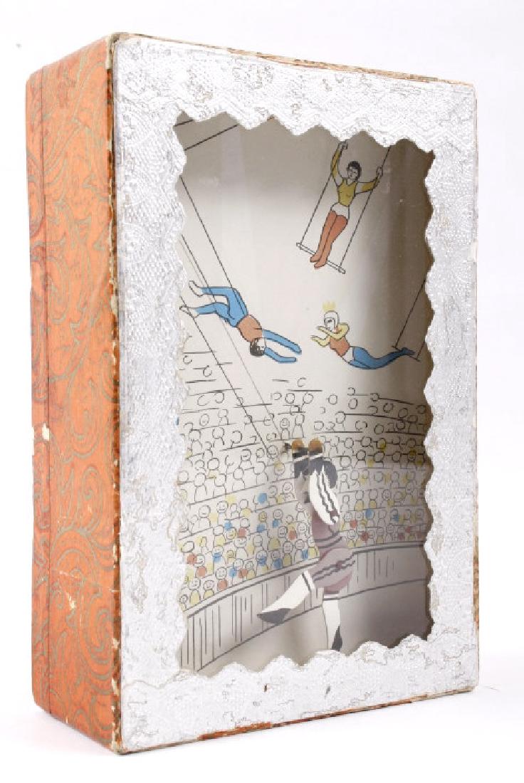 Sand Automaton Trapeze Artist Circa 1850-: You have the option to bid on one of the most primitive forms of automaton, a cardboard and paper, sand automaton. The toy has no maker or name associated with it, however, the first sand automatons o