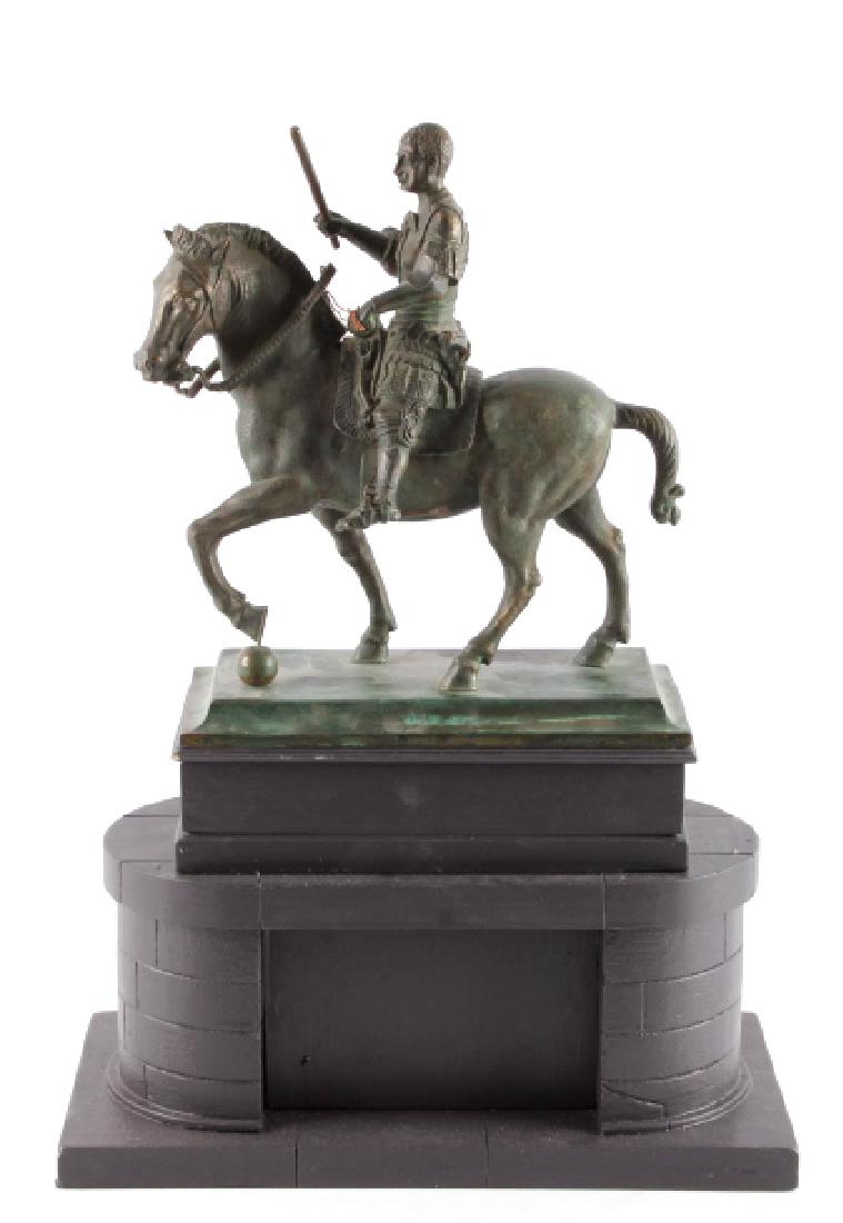 Gattamelata Bronze Statue After Donatello: This is an Italian made replica of Donatello's "Gattamelata" statue made by Luigi Valese in the early 1900's. The piece is a wonderful rendition of the original equestrian statue by Renaissance artist