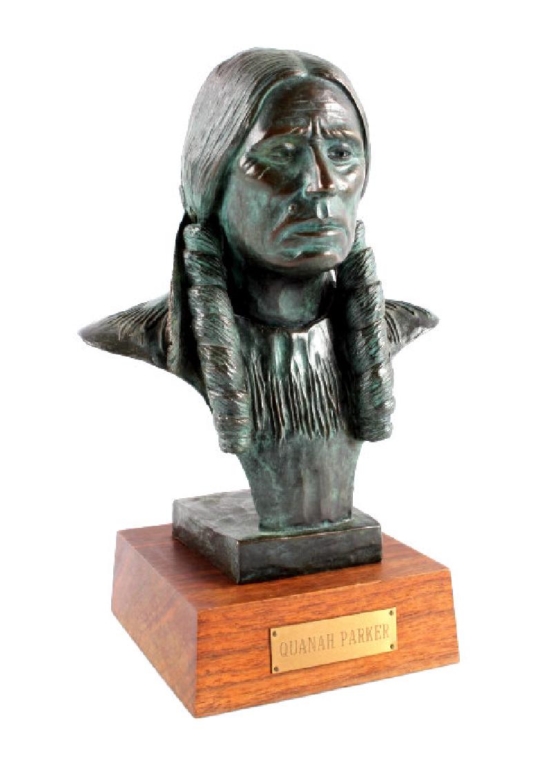 Terry Murphy Original Bronze Indian Sculpture: This is an original Terry Murphy bronze Native American Indian sculpture titled "Quanah Parker". Murphy was a Montana artist who was born and raised near Helena, Montana. He specialized in sculpting N