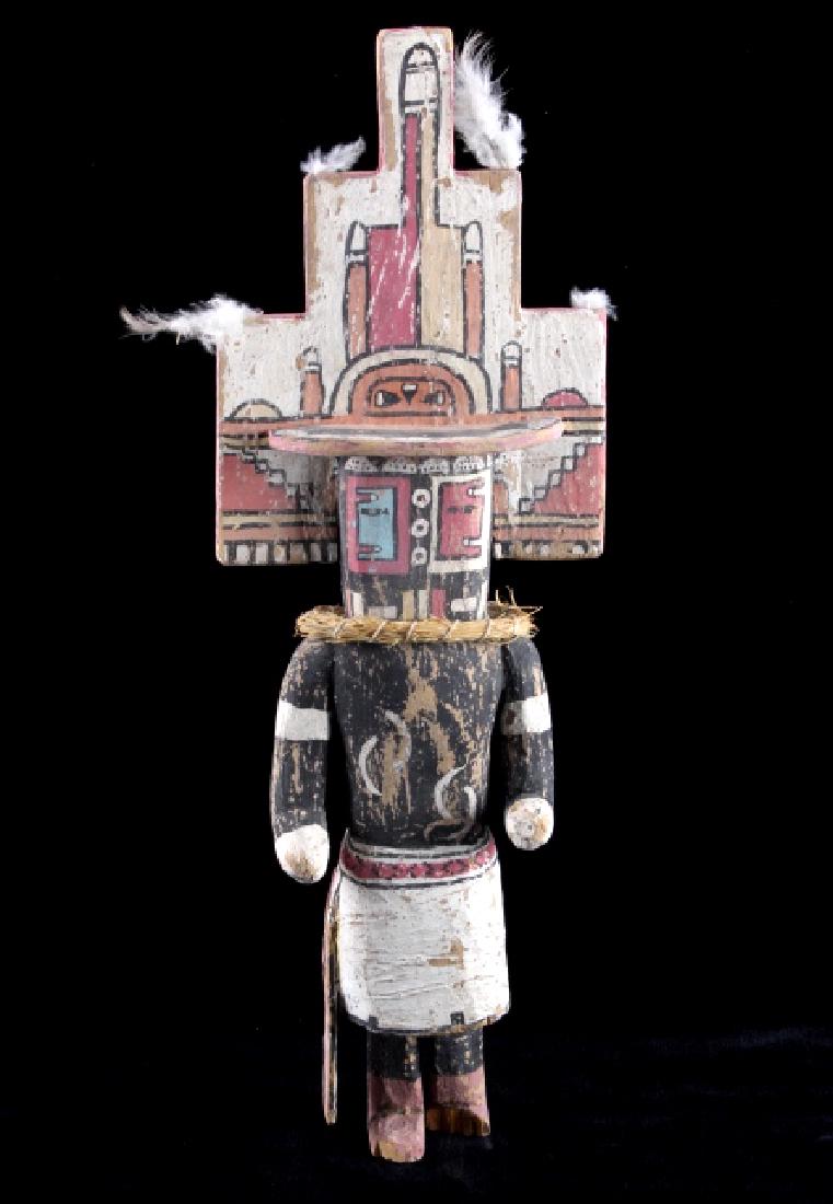 Zuni Polychrome Cottonwood Kachina c. 1890-1900: This is an excellent early original hand carved Zuni Native American Indian Kachina doll from circa early 1900 to late 1800’s. The exquisite piece shows the original polychrome pigment painted desig