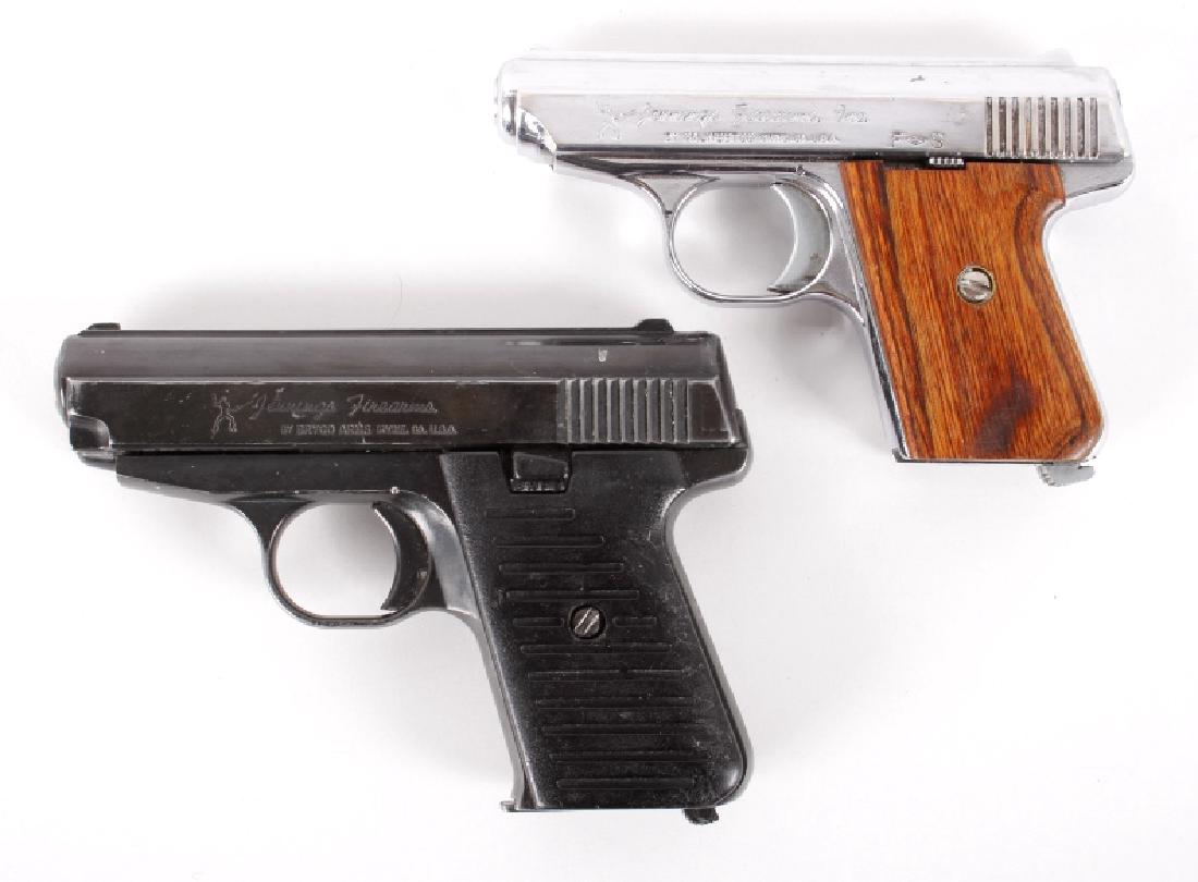 Jennings Firearms Bryco 38 & Model J-22: Provided for bidding in this lot is two "Jennings Firearms" semi-automatic pistols - One being a Bryco 38, chambered in .380 auto, and the second being a J-22 by Calwestco, and chambered in .22 long r