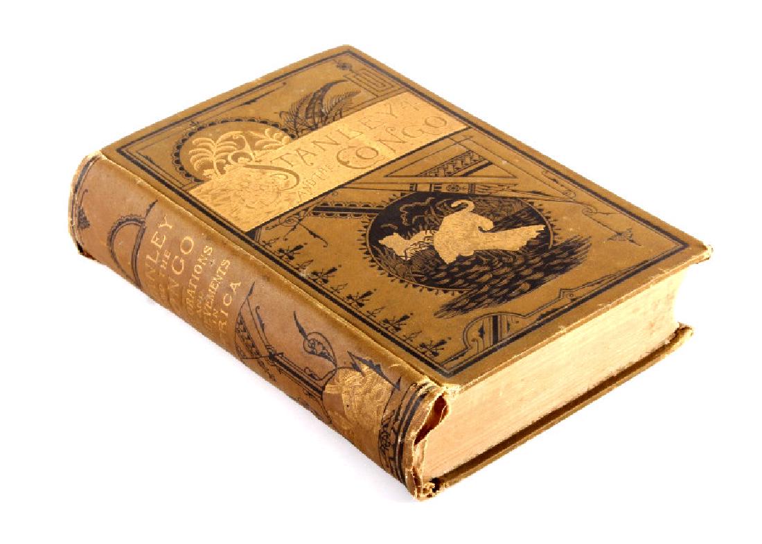 Stanley and the Congo First Edition 1884: This is a rare first edition of "Stanley and the Congo" written by J.F. Packard and published in 1884. The book chronicles the adventures and explorations of Henry M. Stanley who famously made several