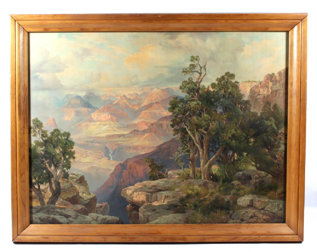 Thomas Moran Grand Canyon Giclee Print: Included for your consideration in this lot is a giclee print of a 1912 Thomas Moran Grand Canyon painting. The piece shows a vivid scene of the Grand Canyon at sunset, with rich color, and exceptiona