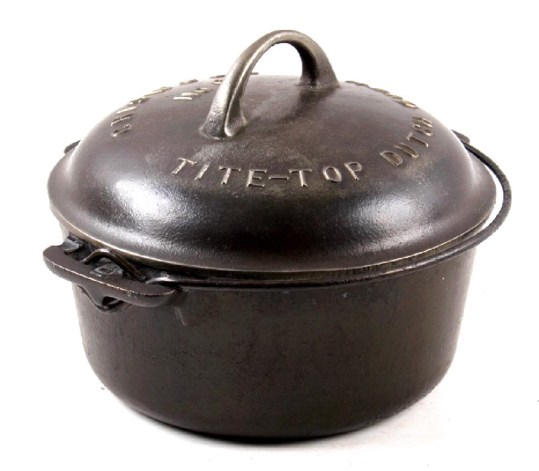 Griswold No. 6 Cast Iron Tite-Top Dutch Oven: For your bidding consideration is this Dutch oven made by Griswold Manufacturing. The company was founded in 1865 by Matthew Griswold in Erie, Pennsylvania. By the turn of the Century, Griswold cast i