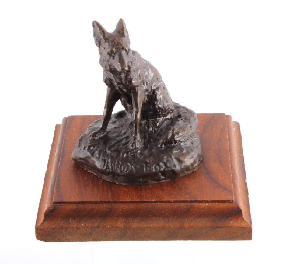 Original Bob Scriver Red Fox Bronze Sculpture: This is an original Bob Scriver bronze sculpture titled "Red Fox". Robert Macfie Scriver (1914-1999) was born in Browning, Montana (in the heart of the Blackfoot Indian Reservation) in 1914. Scriver b