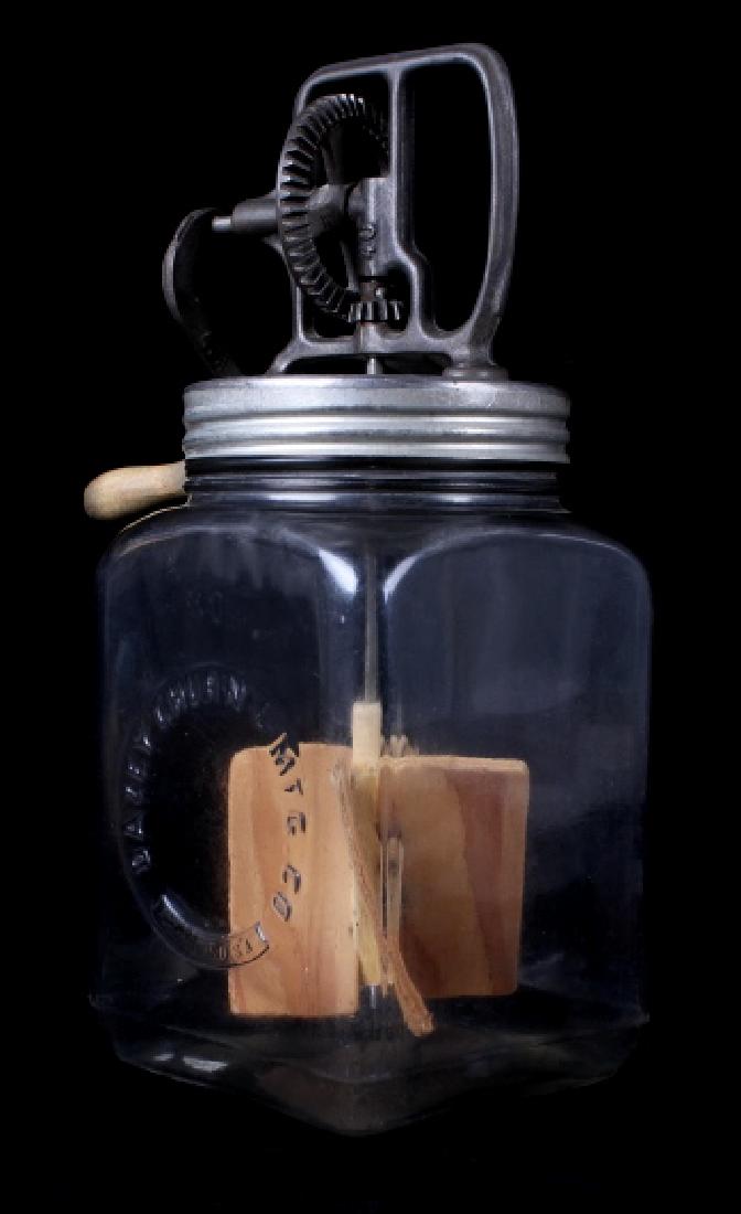 Antique Dazey No. 40 Butter Churn with Glass Jar: This is a Dazey No. 40 butter churn with glass jar. The churn is marked "40" and "40H". The glass jar is marked "40-Dazey Churn & MFG Co.-St. Louis U.S.A.". The butter churn is in good condition with 
