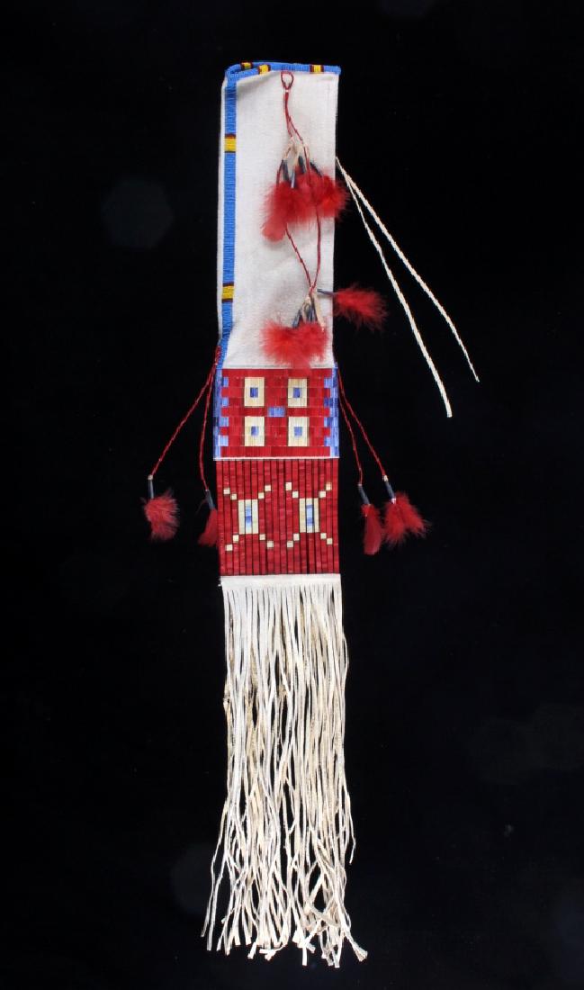 Excellent Sioux Beaded & Quilled Pipe Bag: This is an excellent Sioux Native American Indian beaded and quilled pipe bag from the mid to late 20th century. The bag came from the estate of Ken Walks-in-Winter at the Rising Wolf Trading Post Nea