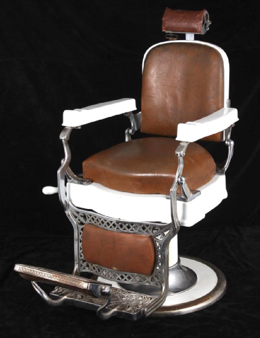 Koken Porcelain and Leather Barber Chair 1920