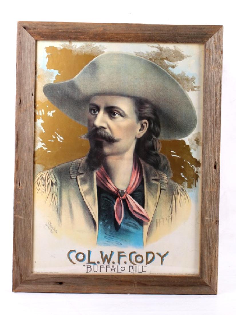 W.F. Cody Buffalo Bill Framed Print A. Hoen & Co.: This lot features a print entitled "Col. W.F. Cody Buffalo Bill" by A. Hoen & Co. This print is from the Buffal Bill Museum in Golden CO (marked bottom left). It is also marked "PUBLISHED BY WASHINGTO