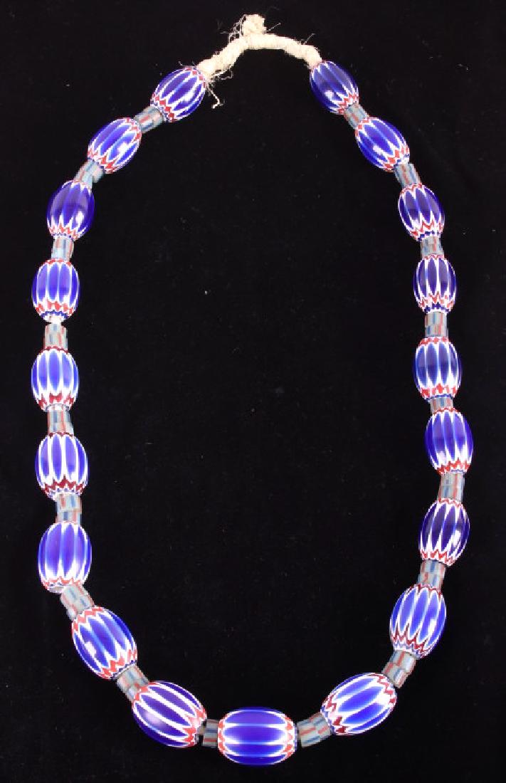 Antique Venetian Chevron Trade Bead Necklace: For your consideration is an antique venetian Chevron trade bead necklace. These Chevron trade beads are a very large six layer bead that originates from a very old Alaska Inuit collection. The beads 