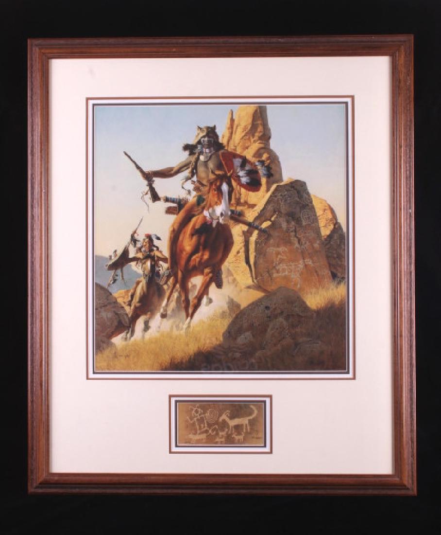 Frank McCarthy "Where Others Had Passed" Print: Included in this lot is a Frank McCarthy "Where Others Had Passed" print numbered 10/65. This image depicts a Comanche war party bound for home. They are led by a scout wearing the wolf headdress trad