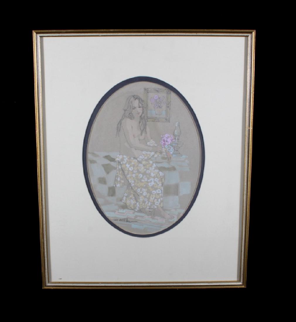 Original Dan McCaw Pastel & Graphite Drawing: Included in this lot is an Original Dan McCaw pastel and graphite drawing. This artist signed piece depicts a topless feminine figure. The graphite outline is complimented by the use of pastels on the