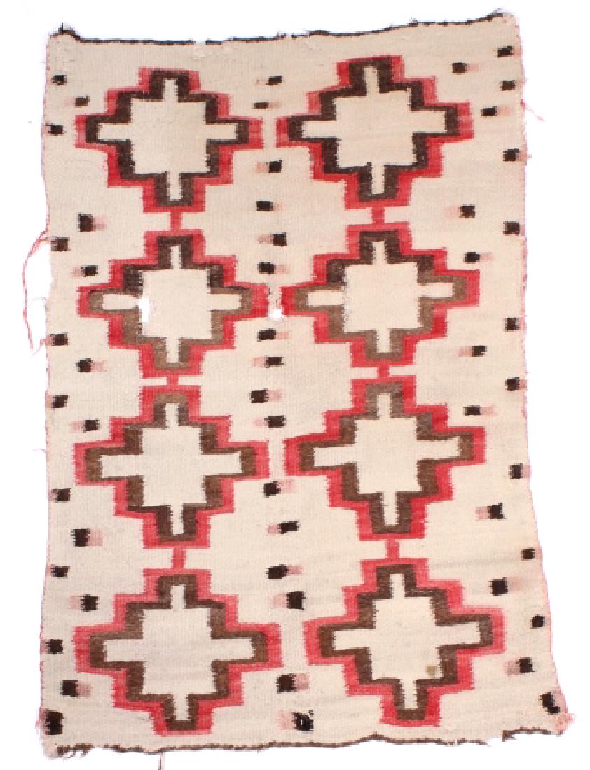 Early Navajo J.B. Moore Crystal Rug Circa 1915: For your consideration is this early Navajo Native American J.B. Moore Crystal hand woven wool rug, circa 1915. In 1896, J.B. Moore, a U.S. Licensed Indian Trader, purchased an interest in a trading p