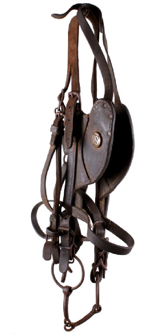 Mid- Late 19th Century U.S. Cavalry Bridle and Bit: Presenting this Mid- Late 19th Century U.S. Cavalry Bridle and Bit bid for your bidding pleasure. The rosettes are similar in craft as Indian War era rosettes. The Indian War most active and commonly 