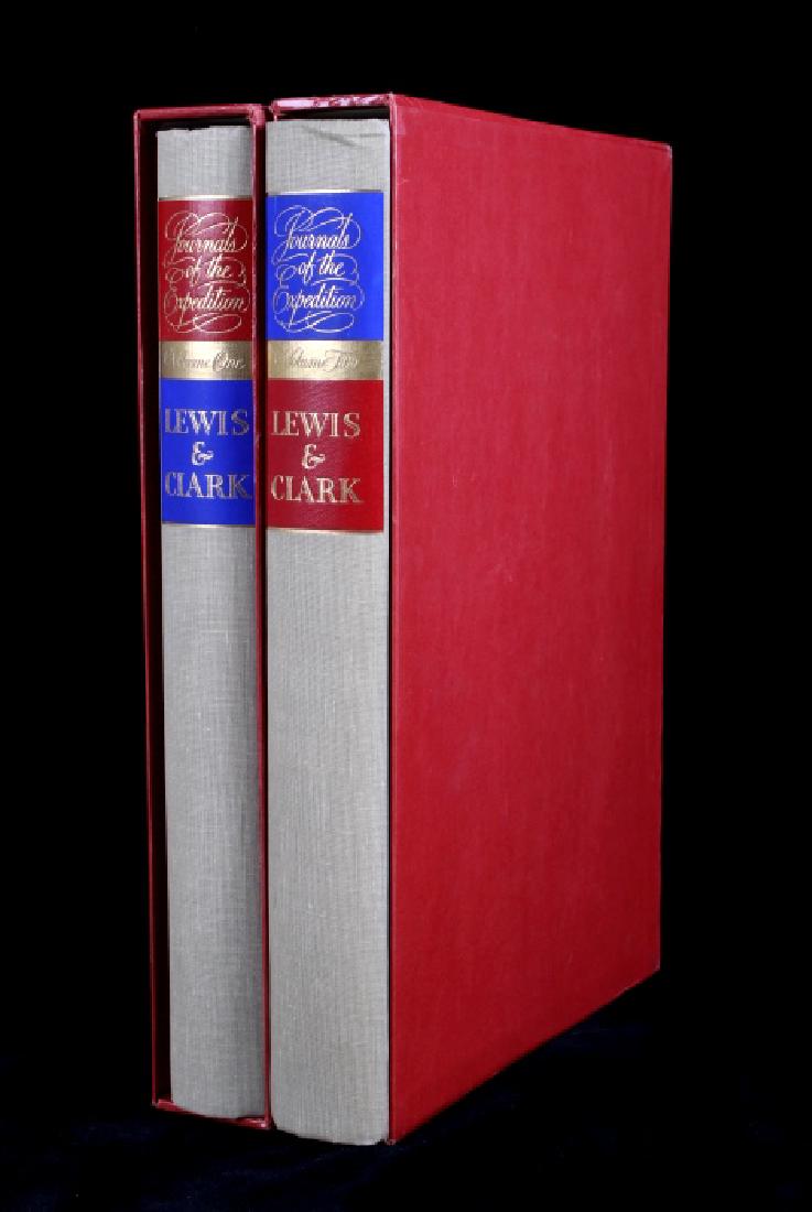 Journals of The Expedition of Lewis and Clark: This lot includes Volume 1 and 2 of Lewis and Clark's Expedition diaries includes a multitude of illustrations, drawings and maps. The introduction was written by John Bakeless, who has written over a