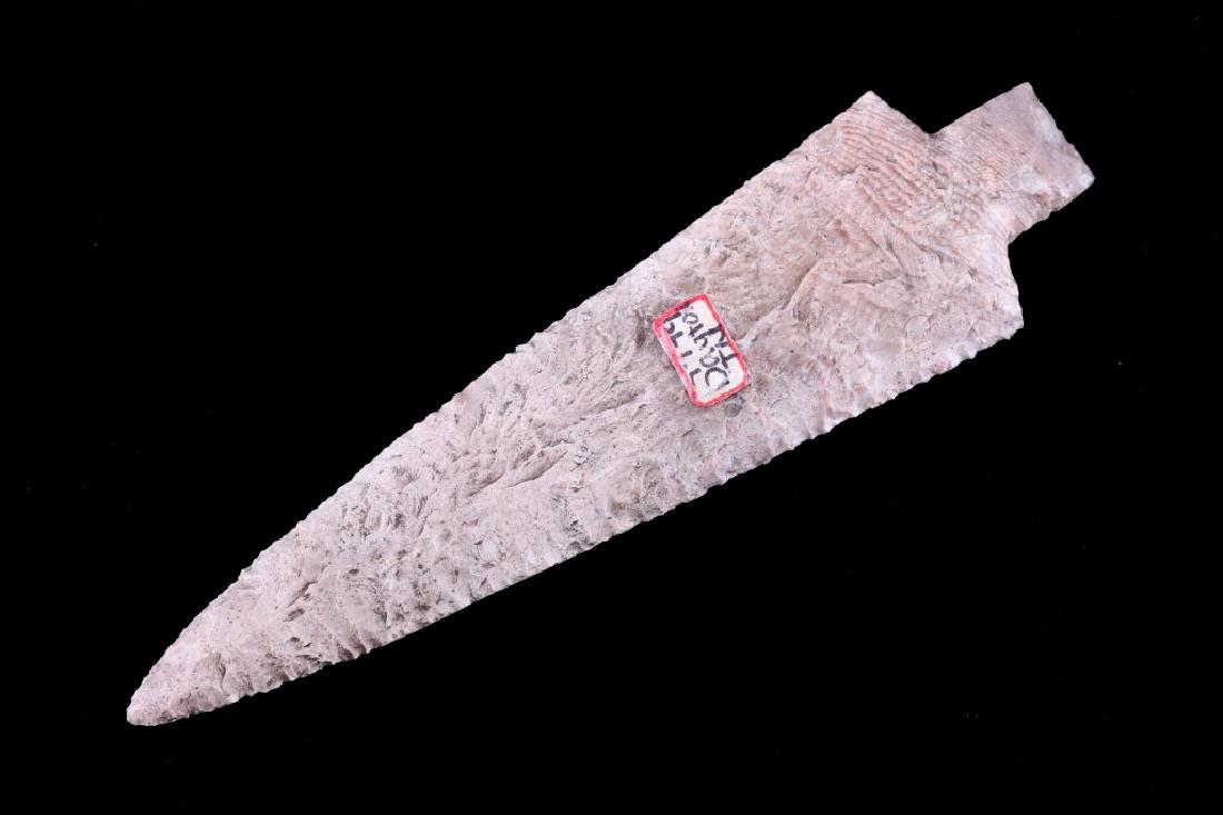 Archaic Pogo Point from Dayton, TN 2800-2000 BP: This is an original authentic ancient pre-historic Pogo projectile point from Dayton, Tennessee dating to 2,800-2,000 B.P. The Pogo point can has been defined as such, “a ceremonial spears… these 
