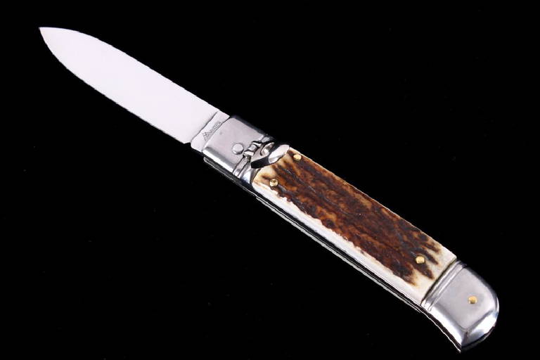 Akc Italian Lever Lock Switchblade Stag Knife