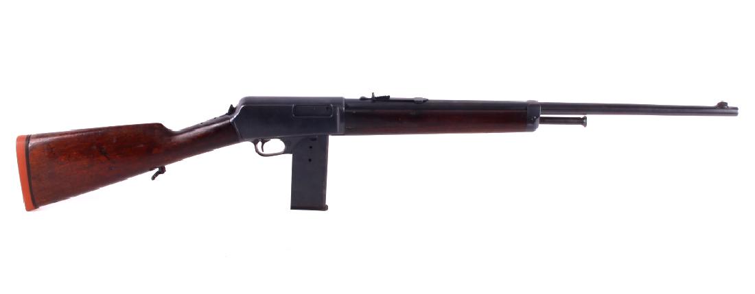 Winchester Model 1905 .32 Semi-Automatic Rifle: For your consideration is a Winchester Model 1905 .32 caliber semi-automatic rifle. This rifle utilizes a 22" round blue'd barrel with fixed blade front sight and adjustable rear elevation sight. The 