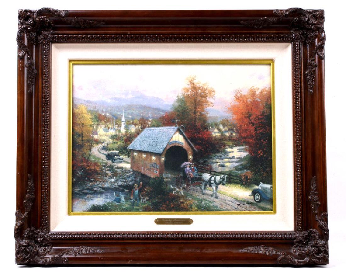 Country Memories by Thomas Kinkade w/ Certificate: For your bidding pleasure is this Country Memories by Thomas Kinkade w/ Certificate. "Country Memories" is a loving tribute to the charming country area Rockwell called home for so many years. This pi