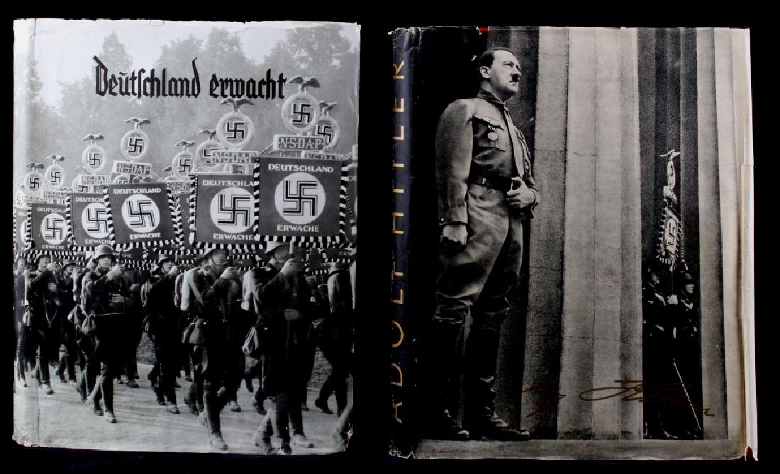 Deutschland Erwacht and Adolph Hitler Nazi Books: For your consideration are these two rare German Nazi books,"Deutschland Erwacht" and "Adolph Hitler" , copy written in 1933 and 1936 respectively. Both books were published by German tobacco company,