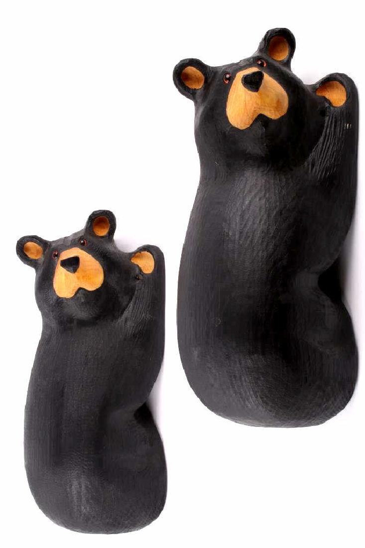 Big Sky Carvers Solid Wood J. Fleming Corner Bears: For your consideration is this wonderful pair of hanging corner bears by Big Sky Carver's Jeff Fleming. The matching bears are both carved from solid wood and were carved to be fastened to the outside