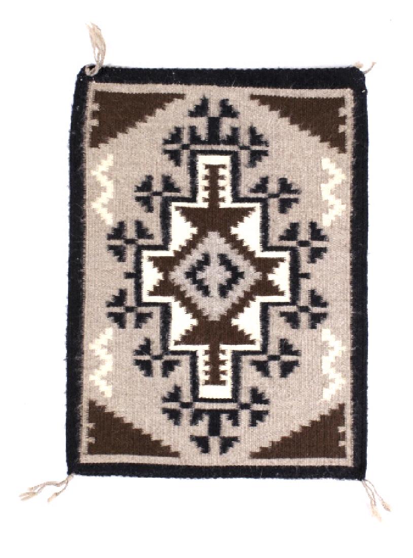 1950's Navajo Two Grey Hills Sampler Rug: For your bidding pleasure is this 1950's Navajo Two Grey Hills Sampler Rug. Two Grey Hills rugs present a timeless tradition spanning almost 100 years, Two Grey Hills weavings have long been a source