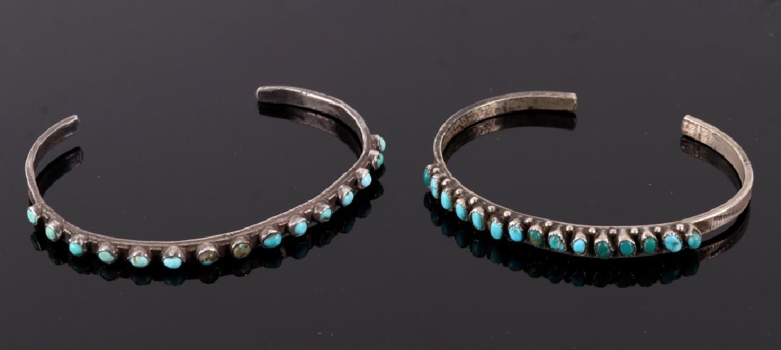 Navajo Fred Harvey Turquoise & Sterling Bracelets: For your consideration is a Fred Harvey era Navajo Native American turquoise and sterling silver bracelets from the 1940's. Fred Harvey jewelry was made for the Anglo tourist along the Santa Fe railro