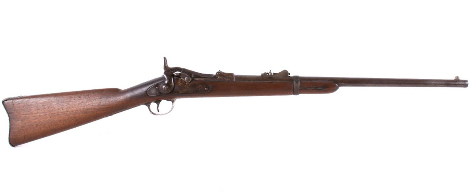 Springfield Model 1879 .45-70 Saddle Ring Carbine: Early Model 1879 Springfield .45-70 caliber cavalry saddle ring carbine, serial number 187288*. This is a fine early carbine made in 1882 with all the correct features including sling ring bar, trap i