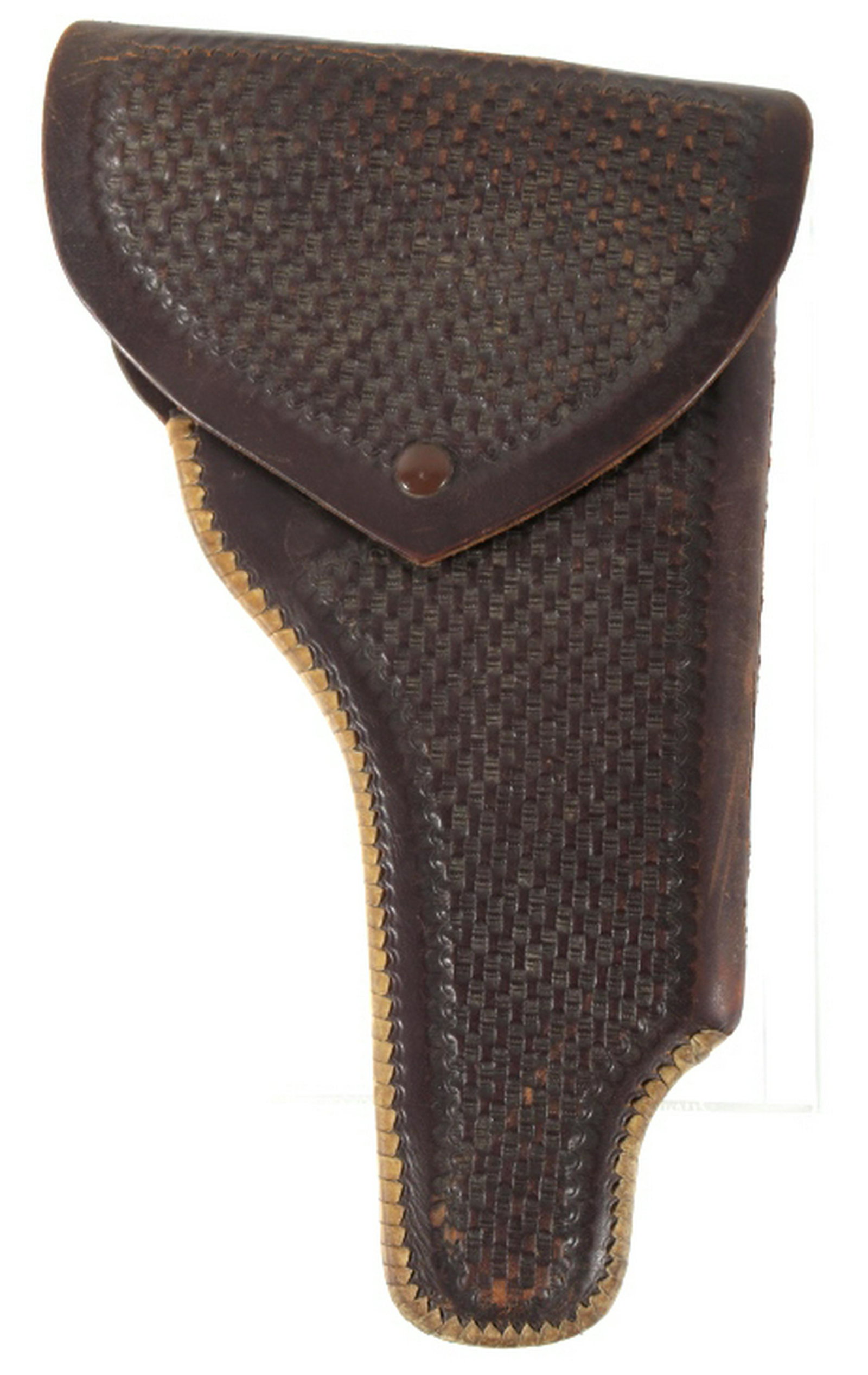Idaho Leather Co Scoped Revolver Holster: Featured in this lot we have a rare hand crafted Idaho Leather Company tooled scoped revolver holster originating from the mid to late 20th century. The Idaho Leather Company, owned and operated by Be