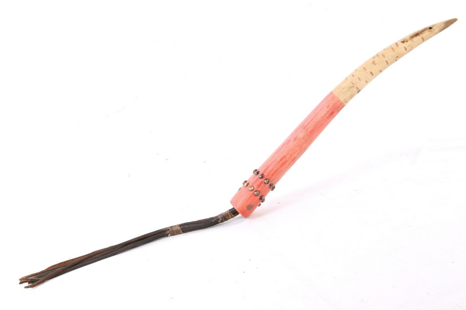 Sioux Plain Indian Elk Tine Antler Riding Quirt: For your bidding pleasure is this Sioux Native American Plains Indian Elk Tine Riding Quirt. This quirt shows good condition and is from the Native American Plains Indian people from around mid-to-lat
