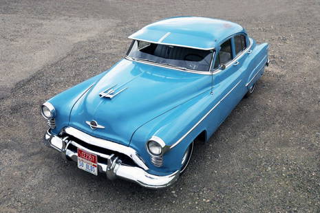 1950 Oldsmobile 98 DeLuxe w/ Rocket 303-ci V8: This is a rare one family owned 1950 Oldsmobile 98 DeLuxe Futuramic sedan with original 303-cubic-inch V8 engine. The Oldsmobile 98 was also referred to as the Ninety-Eight and later the Ninety Eight.