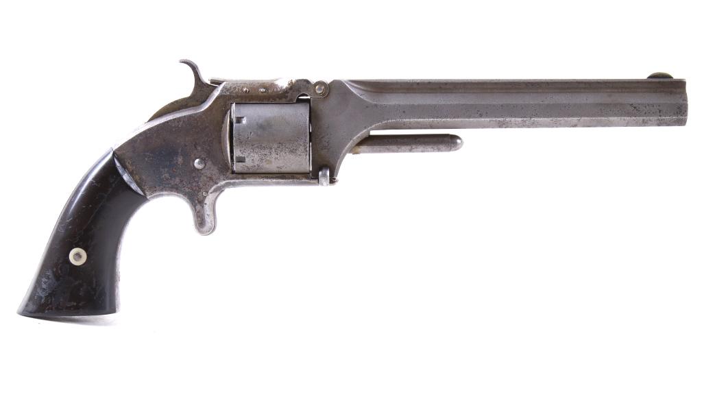 Civil War Smith & Wesson No. 2 Old Army Revolver: For your consideration is a Smith & Wesson No. 2 Old Army Civil War era Revolver chambered in .32 rim fire. Smith & Wesson purchased the rights to the Rollin White patent for the bored through cylinde