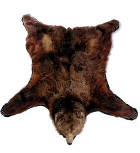 Trophy Alaskan Kodiak Bear Rug MASSIVE: This is an excellent example of an Alaskan taken Kodiak Brown Bear Rug. The bear rug shows a very exceptional size. The rug features a canvas double felted back, thick fur, and impressive head. The be