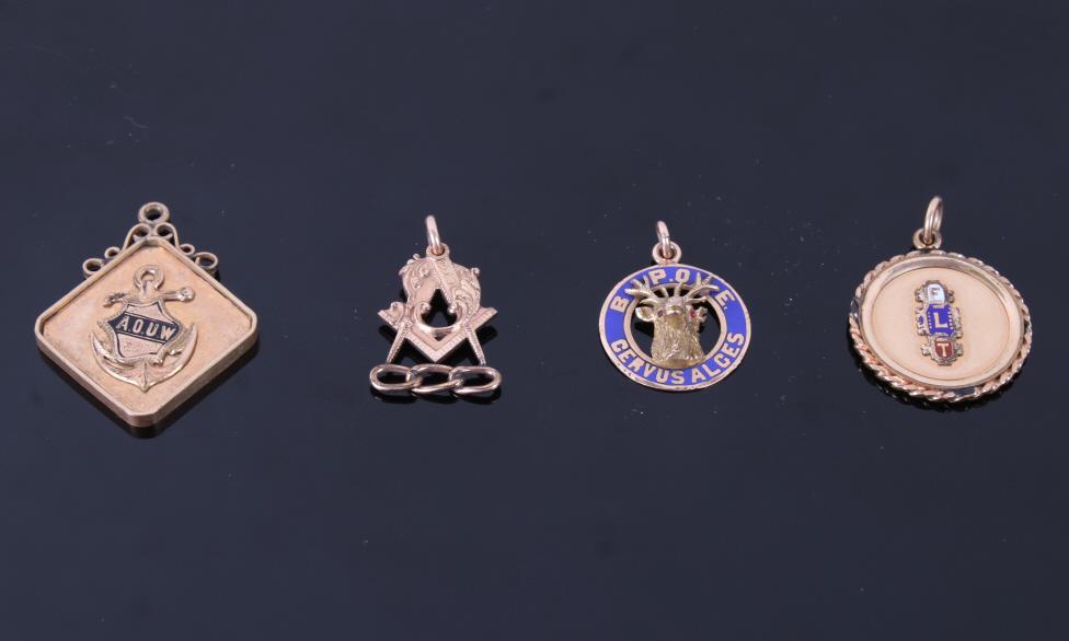 Collection of Four Fraternal Society Watch FOB's: For your consideration is this Collection of Four Fraternal Society Watch FOB's. The Odd Fellows are an international fraternity consisting of lodges first documented in 1730 in London. The Odd Fellow