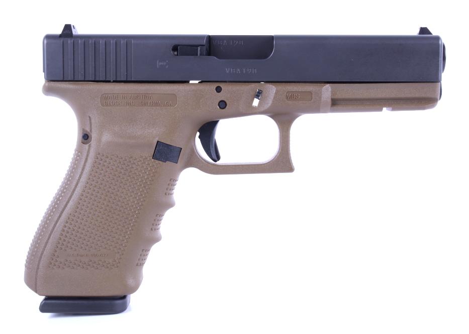 Glock Model 21 Gen 4 .45 Flat Dark Earth Pistol: For your bidding pleasure is a Glock 21 Gen 4 semi auto .45 pistol. the GLOCK 21 Gen4 delivers the power of the 45 Auto round. The modular back strap system makes it possible to instantly customize th