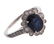 Vintage Dark Blue Sapphire & Diamond Platinum Ring - 10