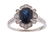 Vintage Dark Blue Sapphire & Diamond Platinum Ring - 6