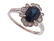 Vintage Dark Blue Sapphire & Diamond Platinum Ring - 7