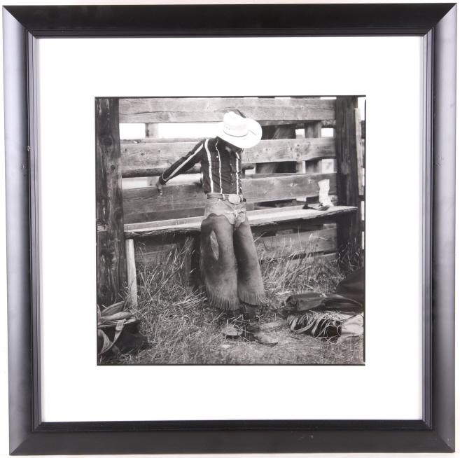 Wouter Deruytter Whitehall 1998 Gelatin Silver: Available in this lot we have a Wouter Deruytter gelatin silver print of an cowboy outside of Whitehall, MT circa 1998. Wouter Deruytter was a Belgian photographer who was famous for his wide range of