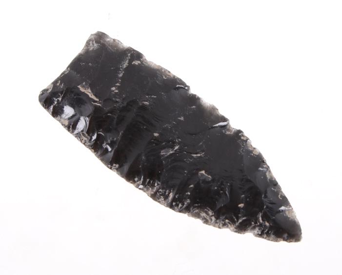RARE Oregon Clovis Obsidian Point 11,200 BP: The lot features a very rare authentic pre-historic Obsidian Clovis point in excellent condition and book value of $3,000. The point is expertly constructed from a nice Obsidian material showing a exc