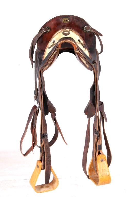 McClellan Cavalry Army Saddle 1890-1910: For your consideration is this McClellan cavalry Army saddle shown from 1890-1910. This saddle design was originally designed by George B. McClellan. McClellan saddles were adopted by the Army in 1858