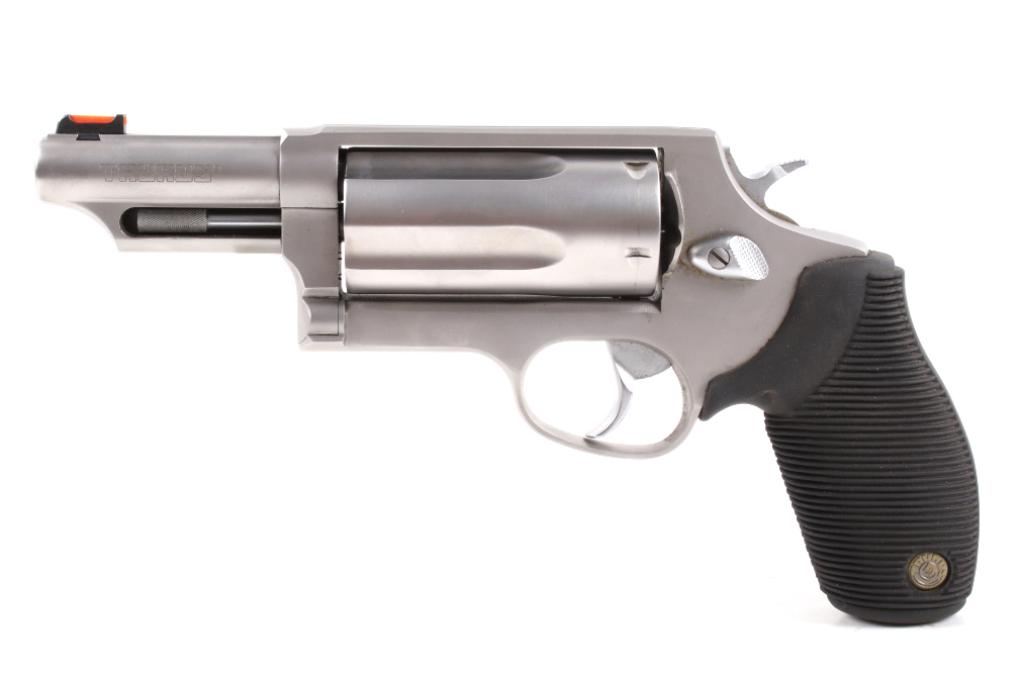 Taurus "The Judge" .45 Colt/ .410 GA Revolver: Included in this lot is a Taurus “The Judge” revolver chambered in .410 gauge, and .45 Long Colt caliber. The five shot, 3” barrel revolver is a great back country carry weapon allowing the user