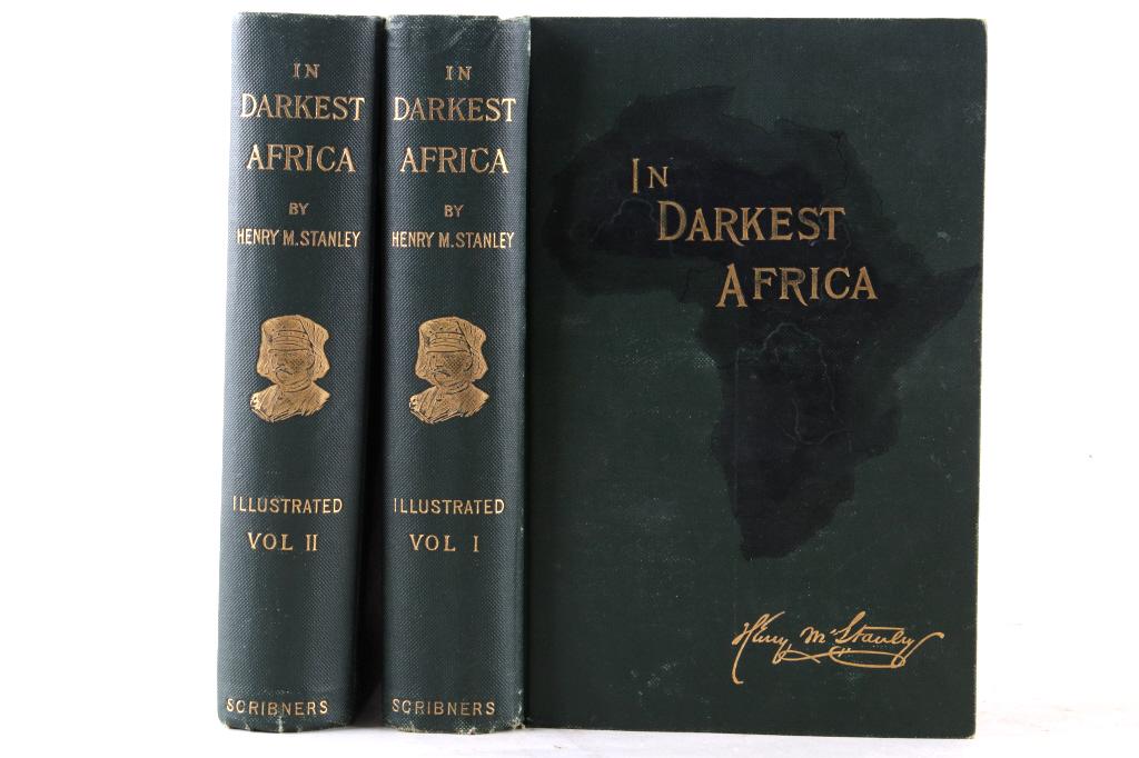 In Darkest Africa by H.M. Stanley First Ed. 1890: This is a first edition of "In Darkest Africa" by H.M. Stanley published in 1890. Perhaps no adventurer is more closely connected with Africa than Lord Stanley, whose various expeditions did more to r